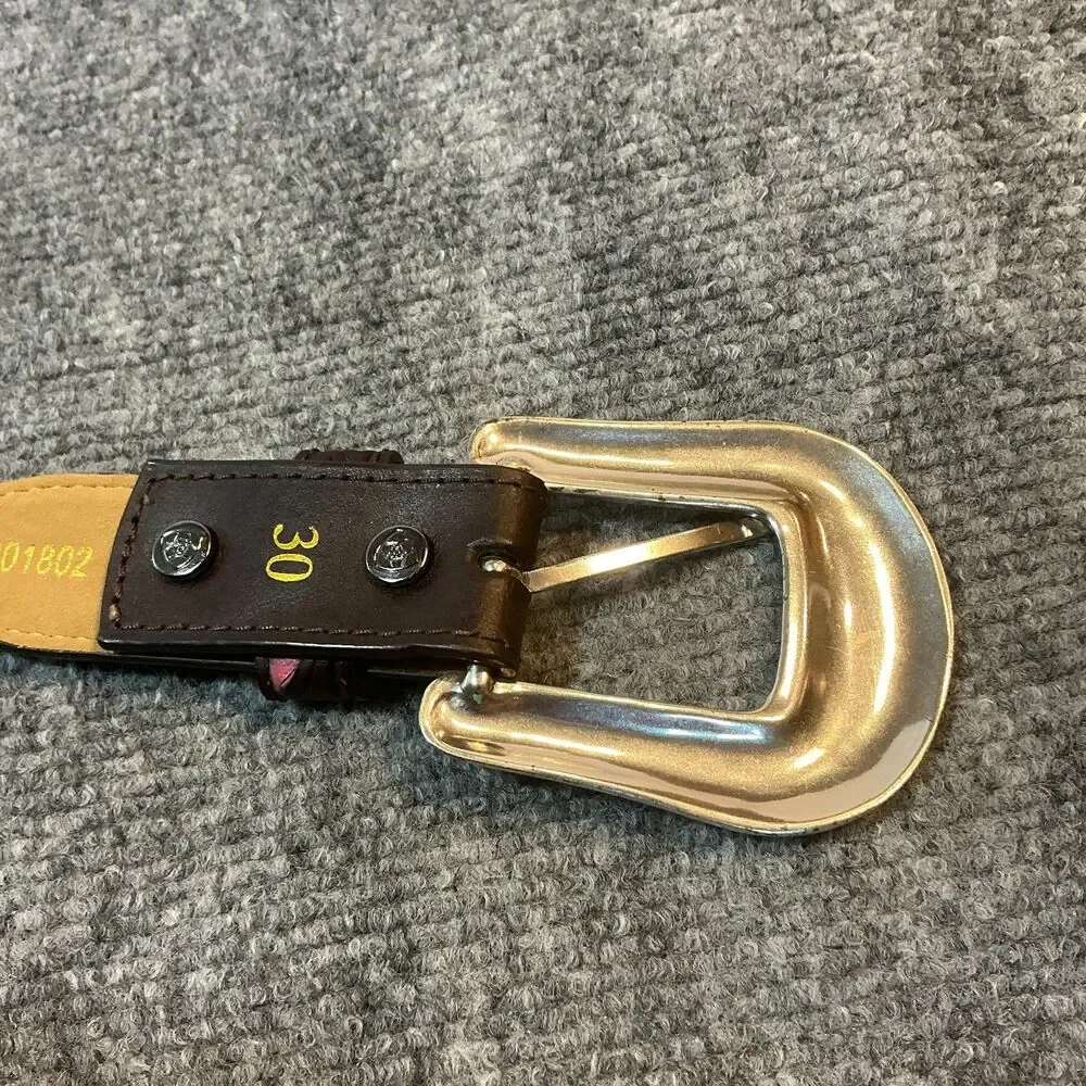 Western Ariat Girls Floral Brown & Pink Leather Belt Style A1301802 Size 30